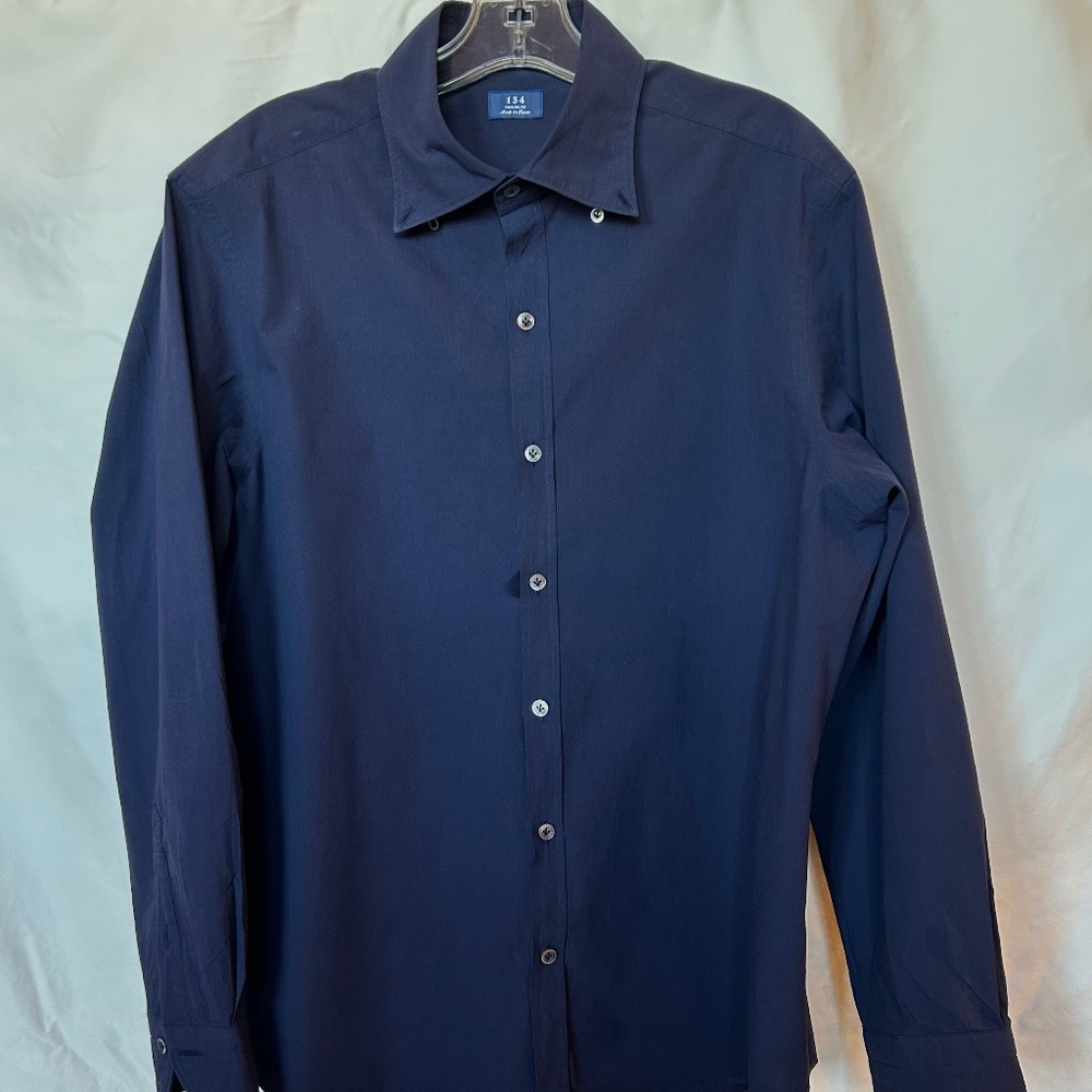 Kamakura Dark Navy Long-Sleeve Casual Button-Down Shirt